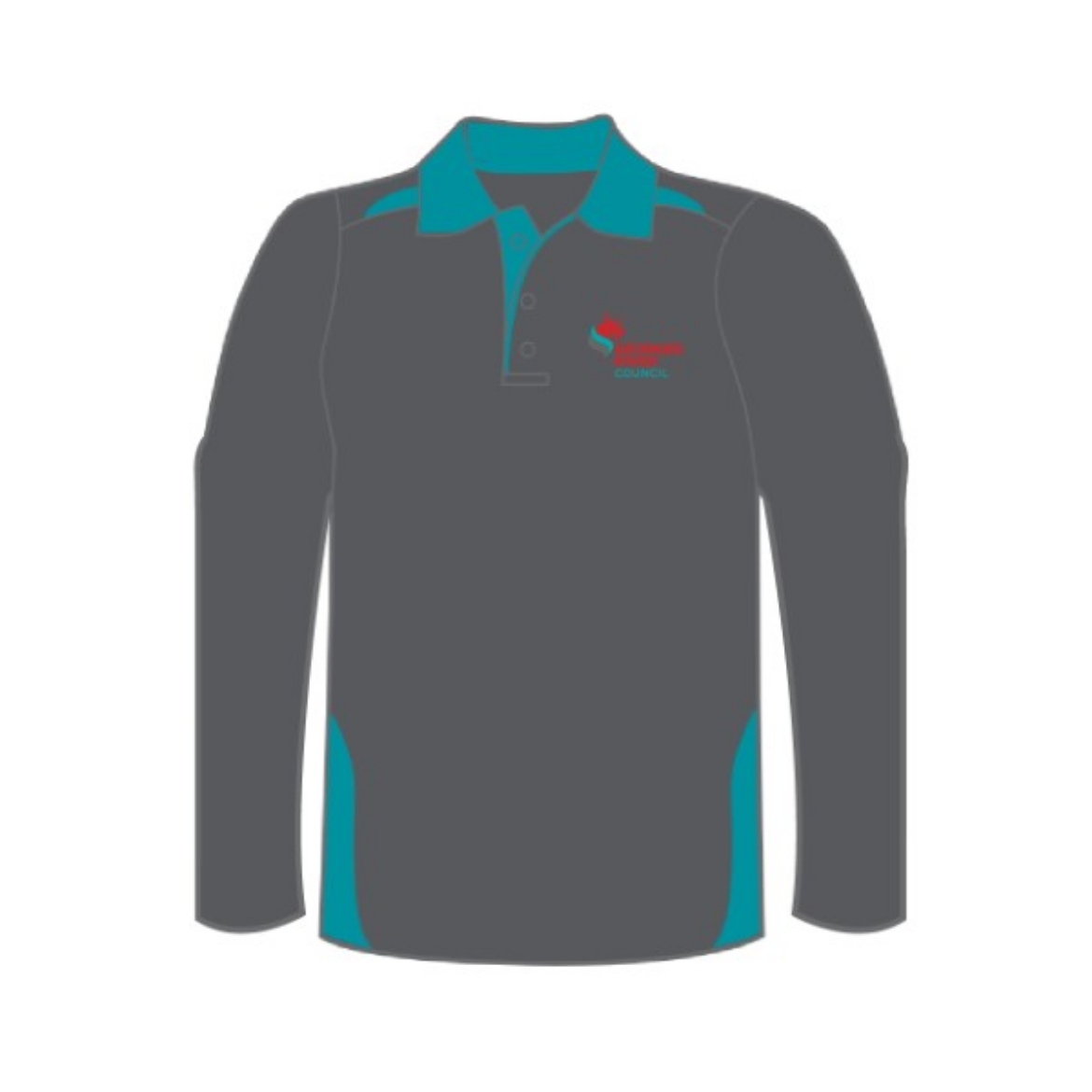 Picture of Custom Mens Polo Shirt Long Sleeve Cotton Back Charcoal/Tea Including Georges River Council Logo